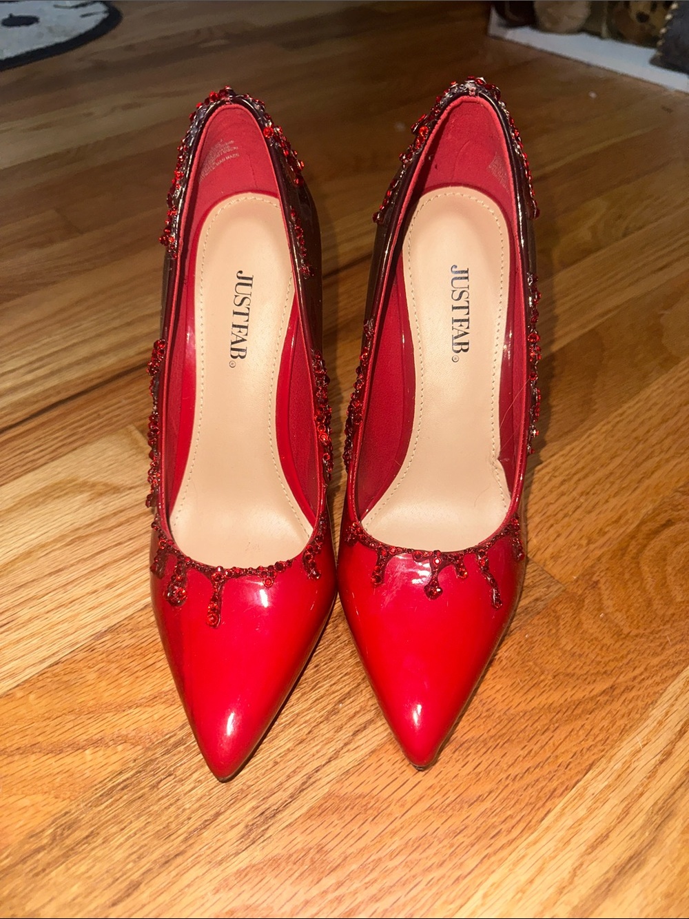 Red Beaded Pointed-Toe Stiletto Heels - Women's Fashion Pumps